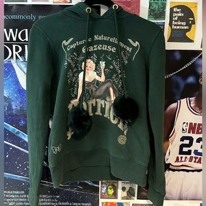 PERRIER water women's vintage style rhinestone graphic sweater by fixed design